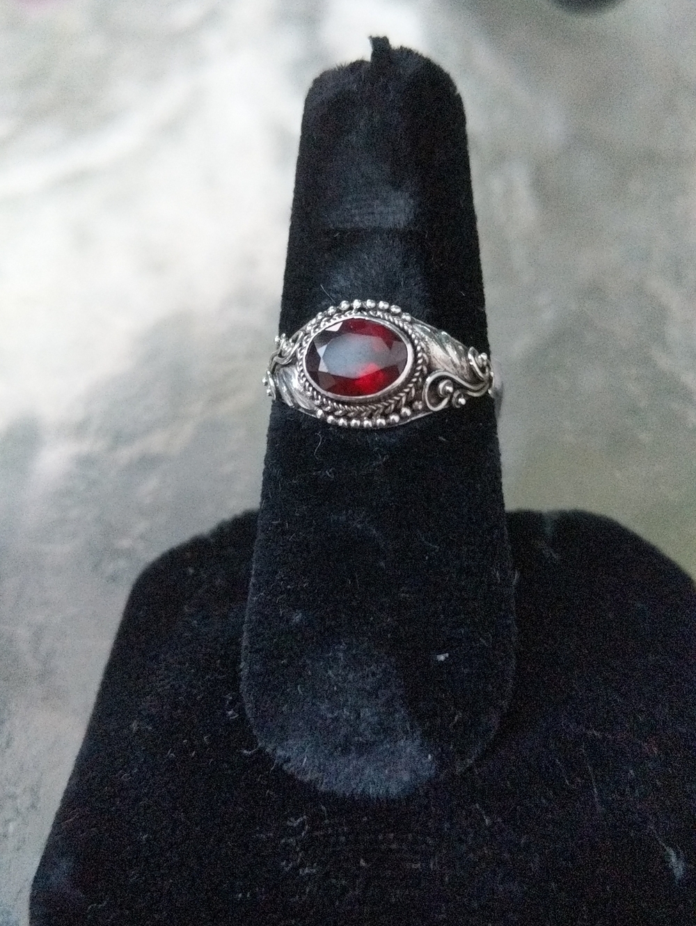 Sterling Silver and Garnet Ring